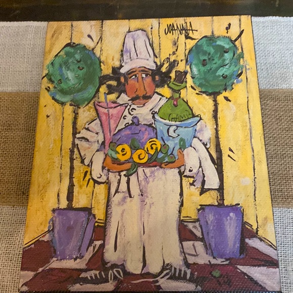 Set of 3 Wrapped Canvas Art Work Chef Pictures by Expressionist Artist JOANNA. - Picture 2 of 8